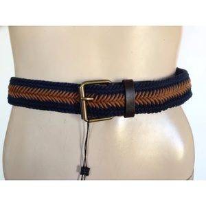 BCBG WAIST BELT WOVEN INDIGO BLUE BROWN BOHO STYLE BRAIDED PLAITED